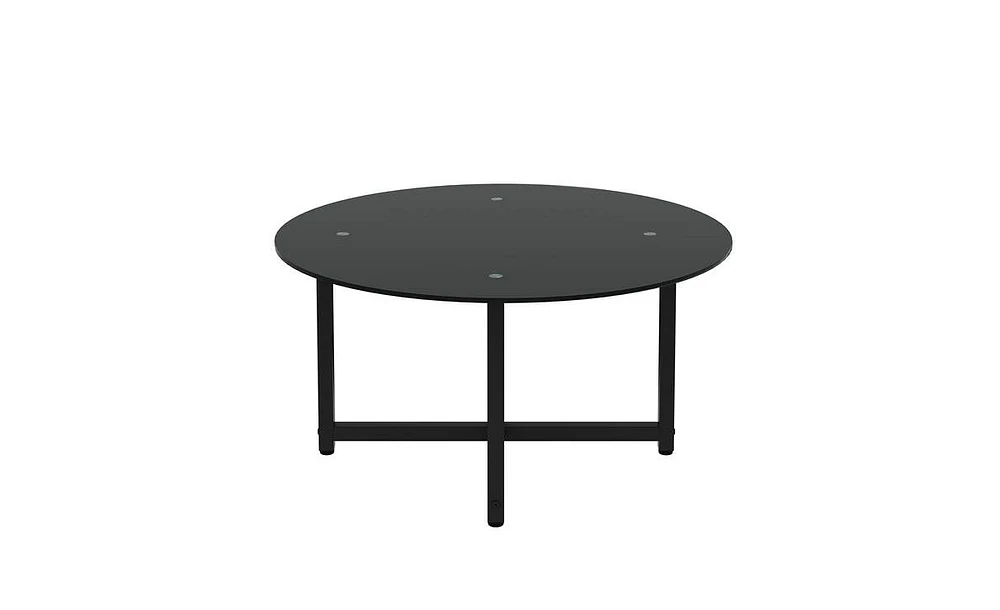 Slickblue 35.5'' Round All-Black Coffee Table for Modern Living Room Aesthetics