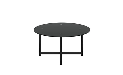 Slickblue 35.5'' Round All-Black Coffee Table for Modern Living Room Aesthetics