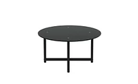 Slickblue 35.5'' Round All-Black Coffee Table for Modern Living Room Aesthetics