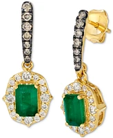 Le Vian Emerald (5/8 ct. t.w.), Nude Diamond (3/8 ct. t.w.) & Chocolate Diamond (1/5 ct. t.w.) Drop Earrings in 14k Honey Gold