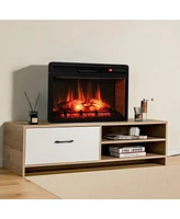 Gymax 1400W 26 Inch Electric Fireplace Insert 4777 Btu Recessed Freestanding Fireplace w/ Remote