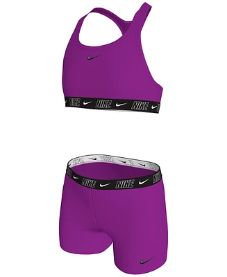 Nike Big Girls Racerback Top & Shorts Swimsuit, 2 Piece Set