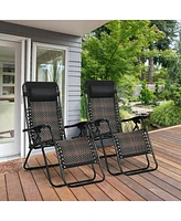 Inolait Sugift 2 Pieces Folding Patio Rattan Zero Gravity Lounge Chair