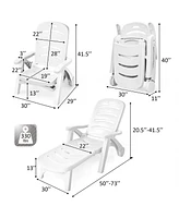 Sugift 5 Position Adjustable Folding Lounger Chaise Chair on Wheels