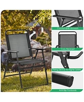 Sugift Set of 6 Outdoor Folding Chairs with Breathable Seat