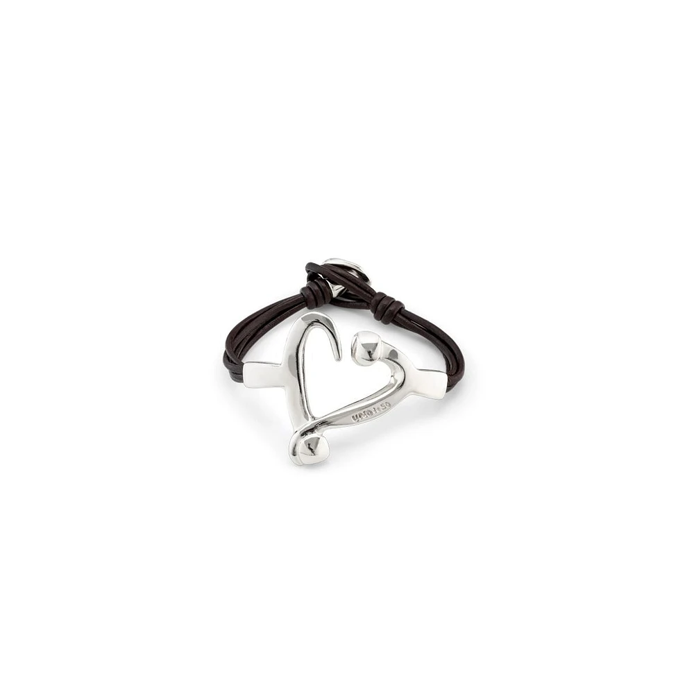 UNOde50 Nailed Heart Shape Leather Strap Bracelet