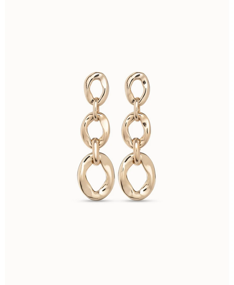 UNOde50 18k Gold and Silver Plated Metal Alloy Earring with 3 Links