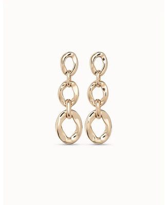 UNOde50 18k Gold and Silver Plated Metal Alloy Earring with 3 Links