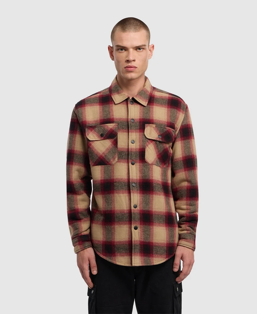 Ecko Unltd Men's Sherpa Lined Plaid Flannel Shacket