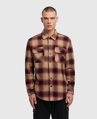 Ecko Unltd Men's Sherpa Lined Plaid Flannel Shacket