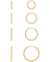 Polished Endless Hoop Earrings Set 18k Gold over Sterling Silver, Created for Macy's