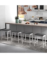 Sugift 24 inch Bar Stool Set of 2 with Padded Seat Cushions and Wood Legs