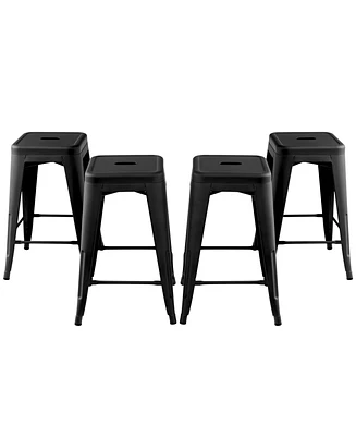 Sugift 24 Inch Set of 4 Tolix Style Counter Height Barstool Stackable Chair