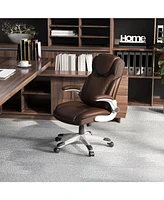 Costway Ergonomic Office Chair Pu Leather Executive Swivel with Flip-up Armrests