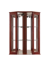 Slickblue 6-Shelf Corner Curio Display Cabinet with Lights and Mirrors