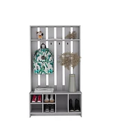 Norton Hall Tree with 7 Shelves, Smokey Gray