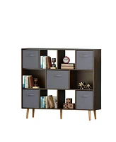 Slickblue Multifunctional Cube Bookshelf - Stylish Open Design for Books, Decor, and Souvenirs