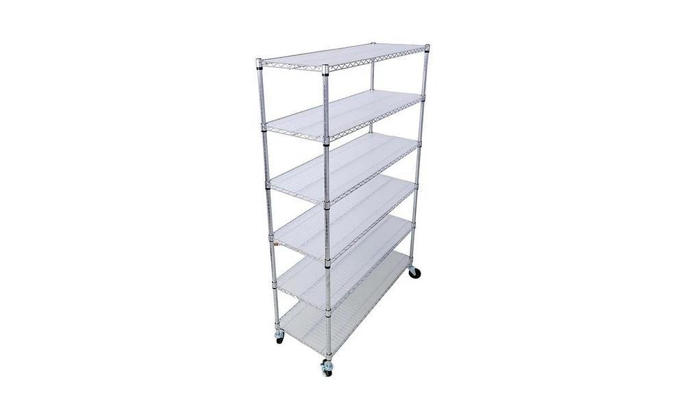 Slickblue 6-Tier Heavy-Duty Nsf Metal Wire Shelving Unit with Wheels