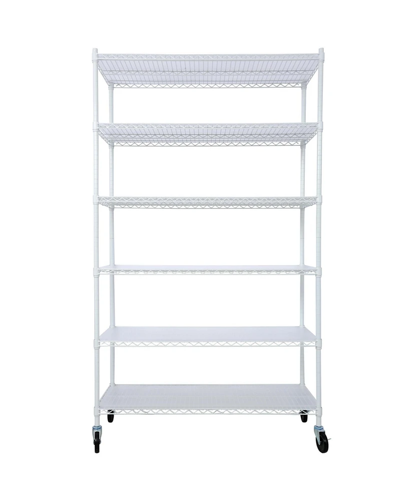 Slickblue 6-Tier Heavy-Duty Nsf Metal Wire Shelving Unit with Wheels