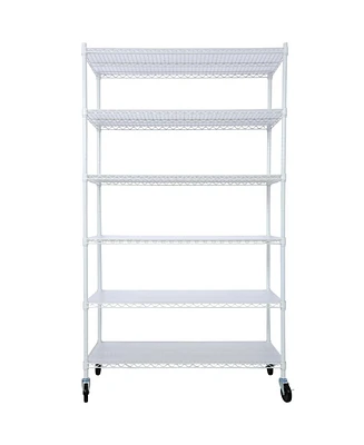 Slickblue 6-Tier Heavy-Duty Nsf Metal Wire Shelving Unit with Wheels