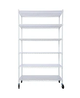 Slickblue 6-Tier Heavy-Duty Nsf Metal Wire Shelving Unit with Wheels