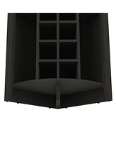 Depot E-Shop Giza Corner Bar Cabinet, Three Shelves, Eight Built-in Wine Rack, Two Side Dark Brown