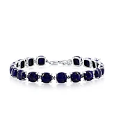 Caribbean Treasures Sterling Silver, 6.5mm 4-Prong Tennis Bracelet (Available Larimar, Lapis, or Malachite)