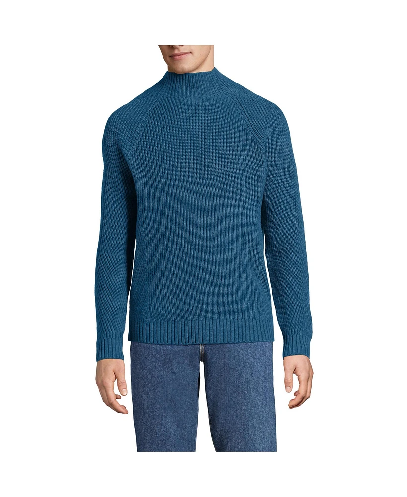 Lands' End Men's Long Sleeve Shaker Mock Neck Sweater