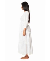 La Moda Clothing Women's Maxi White Wrap Dress