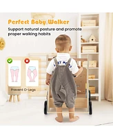 Costway Wooden Baby Walker Push & Pull Walker with Multi-Activity Learning Center