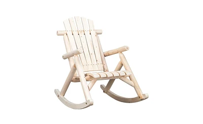 Slickblue Outdoor Fir Wood Rocking Chair in Log Color – Perfect for Your Courtyard