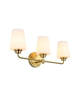 Flynama 22.5 in. W 3-Light White Plus Gold Bathroom Vanity Light with Shade