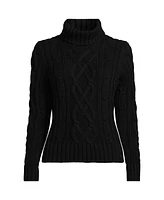 Lands' End Women's Drifter Cable Turtleneck Sweater