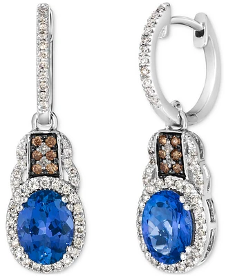 Le Vian Blueberry Tanzanite (2 ct. t.w.) & Diamond (1/2 ct. t.w.) Charm Hoop Earrings in 14k White Gold