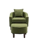 Streamdale Furniture Accent Chair With Ottoman, Mid Century Modern Barrel Chair Upholstered Club Tub Round Arms