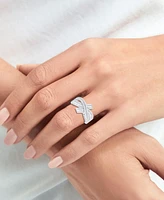 Diamond Round & Baguette Crossover Ring (3/4 ct. t.w.) Sterling Silver