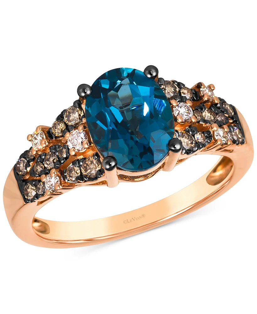 Le Vian London Blue Topaz (2 ct. t.w.) & Diamond (3/8 ct. t.w.) Ring in 14k Rose Gold