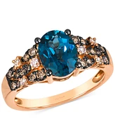 Le Vian London Blue Topaz (2 ct. t.w.) & Diamond (3/8 ct. t.w.) Ring in 14k Rose Gold