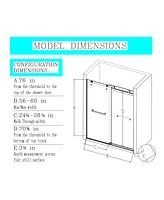 Streamdale Furniture AdjustableSemi-Frameless Shower Door with Double Bypassing Sliding System for Easy Access