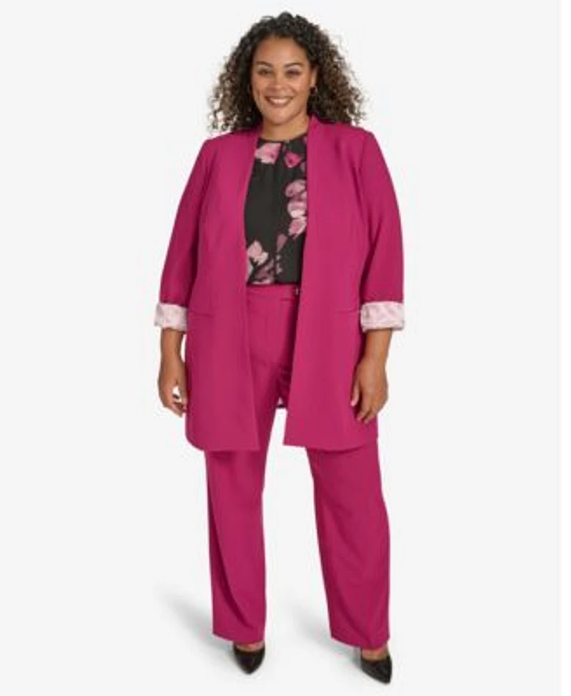 Calvin Klein Plus Size Cuffed Jacket Ruffled Blouse Highline Pants