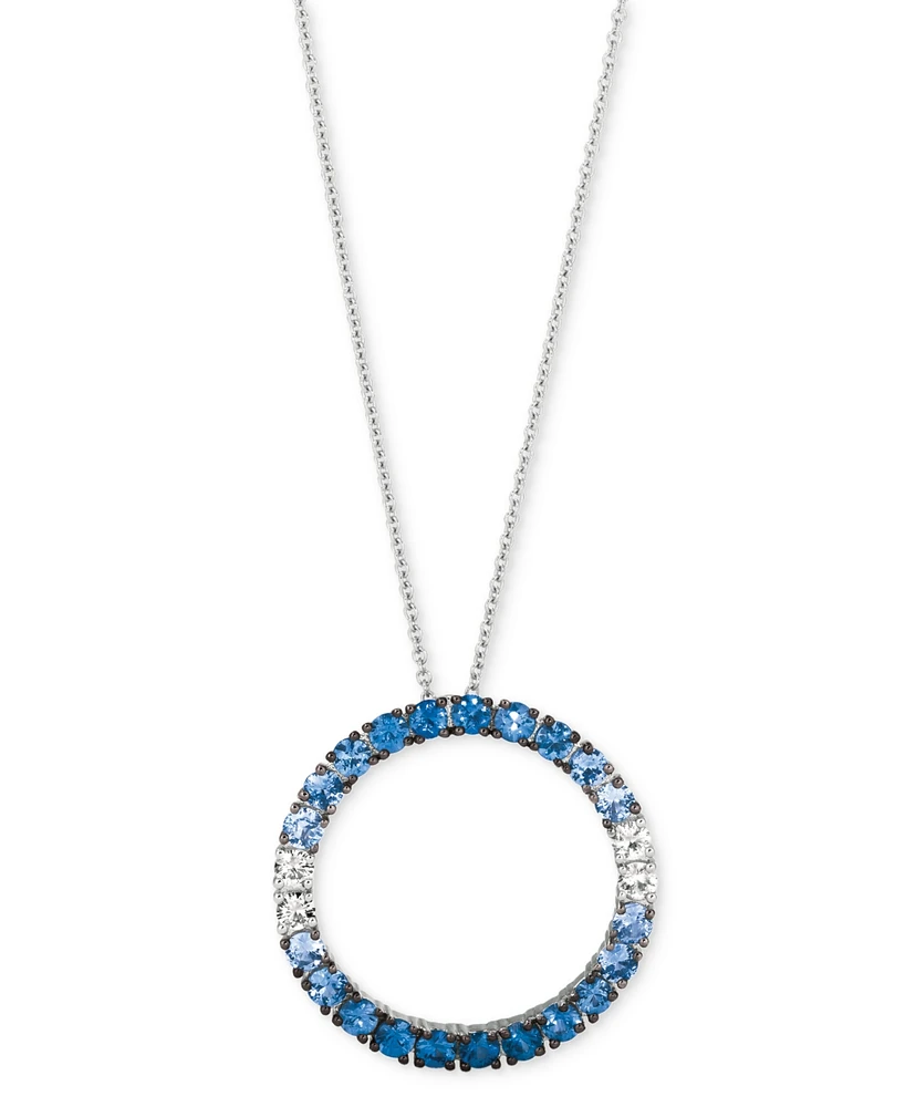 Le Vian Blue Ombre Sapphire (1-1/4 ct. t.w.) & White Sapphire (1/4 ct. t.w.) Open Circle Adjustable 20" Pendant Necklace