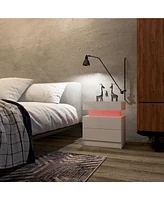 Streamdale Furniture Modern White Nightstand with Led Lights