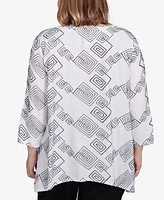 Alfred Dunner Plus Wild at Heart Geometric Woven Top with Necklace