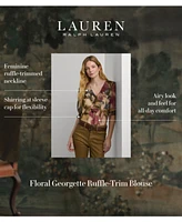 Lauren Ralph Women's Ruffled Floral Top