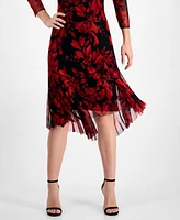 Connected Women's Floral-Print Chiffon 3/4-Sleeve Dress