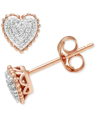 Diamond Cluster Heart Stud Earrings (1/10 ct. t.w.) in 10k Rose Gold