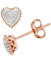 Diamond Cluster Heart Stud Earrings (1/10 ct. t.w.) in 10k Rose Gold