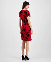 Connected Women's Queen Anne Floral-Print Dress