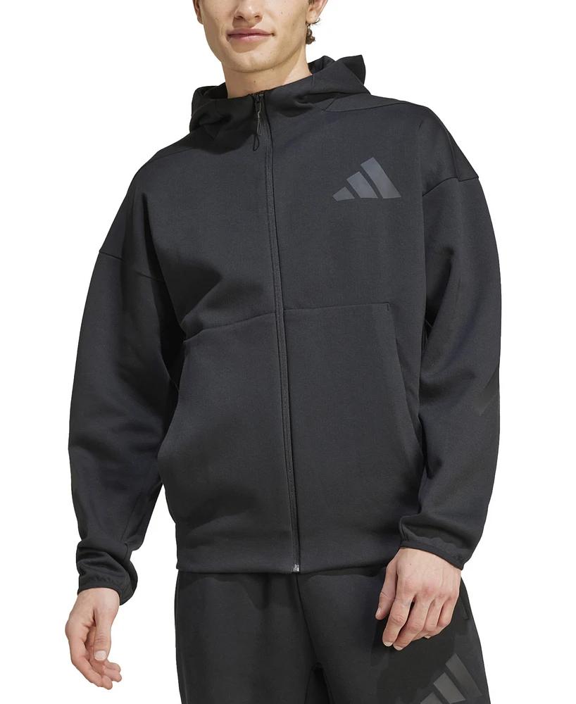 adidas Men's Z.n.e. Classic Fit Long Sleeve Zip-Front Logo Hoodie