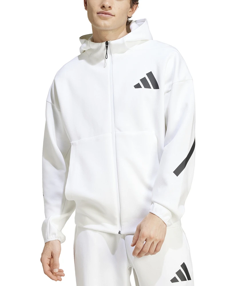 adidas Men's Z.n.e. Classic Fit Long Sleeve Zip-Front Logo Hoodie